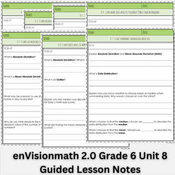 Preview of enVisonmath 2.0 Grade 6 Guided Lesson Notes