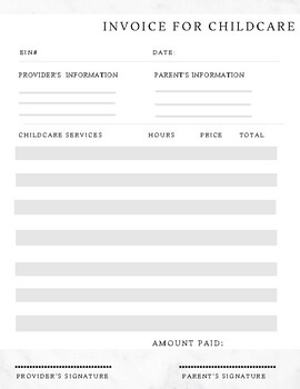 Preview of end of the year tax form for childcare