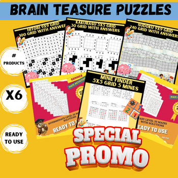 Preview of end of year brain games bundle relaxing mindfulness brain teaser activities