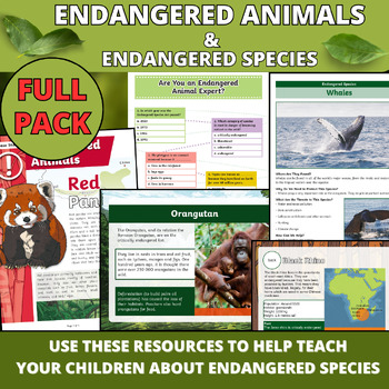 Preview of endangered animals,endangered species,endangered species project and research
