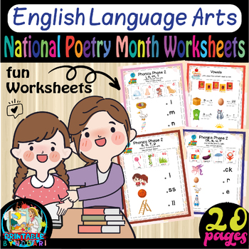 Preview of english language arts activities- National Poetry Month activities for kids