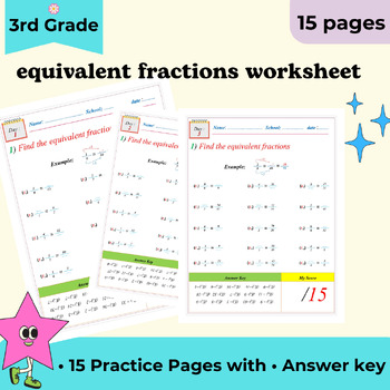 Preview of equivalent fractions worksheet 3rd grade math worksheets