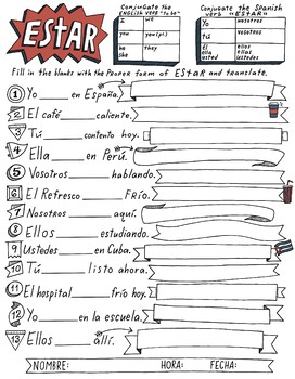 Blank Spanish Verb Conjugation Chart Printable