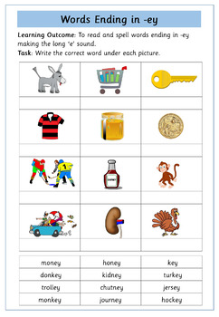 ey words - long 'e' worksheet by Inspire and Educate | TpT