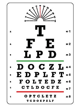 Preview of eye test chart -  testing board for verifiy -letter size - Ready to print