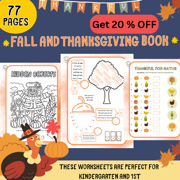 Preview of fall and thanksgiving printable book,thanksgiving crafts ,november morning work