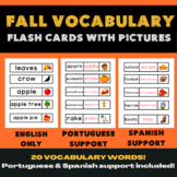 fall autumn vocabulary flashcards w/ pictures | Portuguese