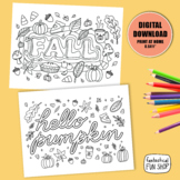 fall theme coloring pages, autumn seasonal worksheets