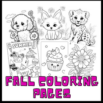 Preview of Fall  Coloring Pages (Black & White) / Autumn Coloring Animals,Leave, Fall