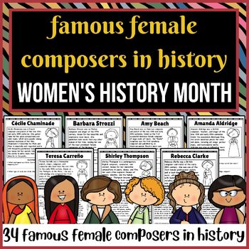 Preview of famous female composers in history | Women's History Month | Reading passages