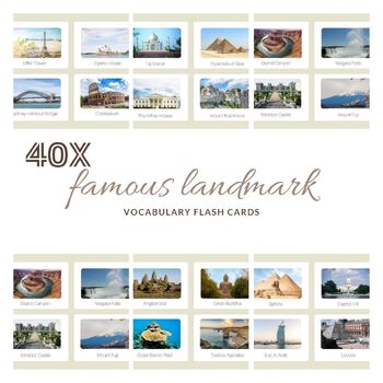 Preview of famous landmarks VOCABULARY FLASHCARDS| nature school