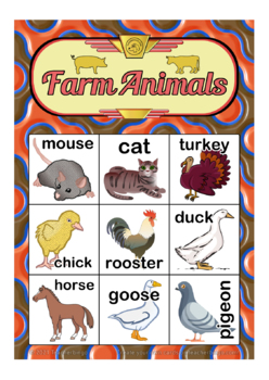 Preview of farm animals bingo 3x3 (100 pages + call sheet)