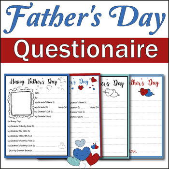 Preview of fathers day questionaire, All About My Granddad Father's Day Letter Writing