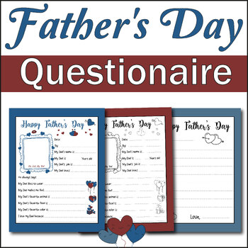 Preview of fathers day questionaire, Father's Day Letter Writing Template Paper Printable