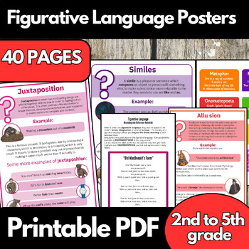 Preview of figurative language posters,Literary Devices Posters,Idioms, Similes, Metaphors.