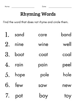 Rhyming words - Find the match