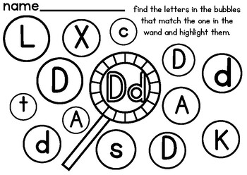 finding the Ds letter bubble letter recognition by Mikah Watts | TPT