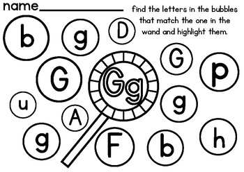 finding the Gs letter bubble letter recognition by Mikah Watts | TPT