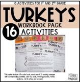 first and second grade turkey themed worksheets with turke