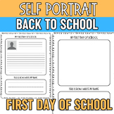 First week of school Self Portrait Template All About Me W