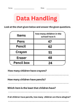 First Grade Data Handling Worksheets For Grade By My Lifestyle Teaching