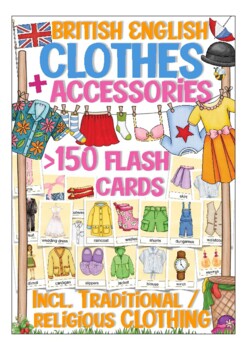 Preview of flash cards / flashcards, picture cards, British English: clothes