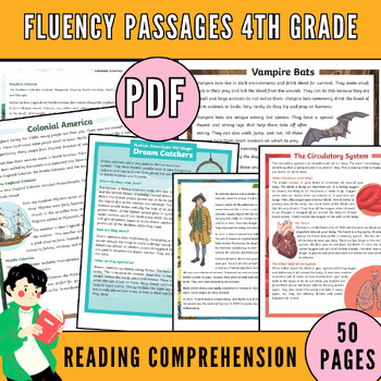 Preview of fluency passages 4th grade,4th grade fluency passages reading,comprehension