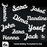 font for Name Plates, for Student Name Tags, handwriting s