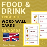 food and drink ENGLISH vocabulary word wall for EFL ESL EL