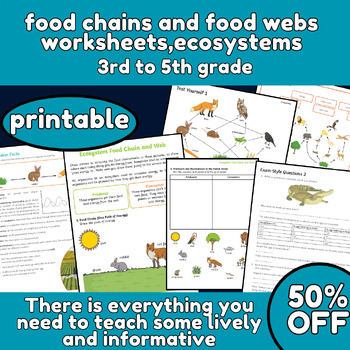 Preview of food chains and food webs worksheets,ecosystems 3rd to 5th grade ,life cycle