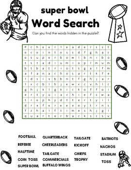 Preview of football-themed word search puzzle for your students