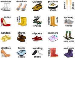 footwear bingo 5x5 (5 pages + call sheet) by Teacherbingo | TpT