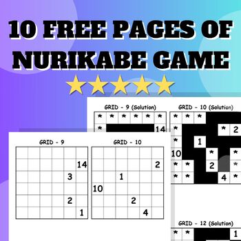 Preview of free 10 puzzle pages of nurikabe game