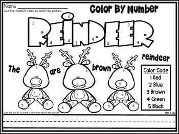 Free Color by Number Christmas Reindeer Page by BB Kidz | TpT