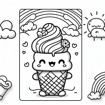Preview of free coloring page: Hello, you've got a ice cream