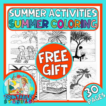 Preview of freebees summer actvities - free summer coloring sheets, free 30 coloring pages