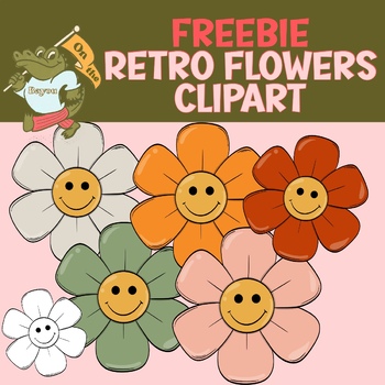 Preview of freebie clipart | Retro flowers clipart | Flower clipart