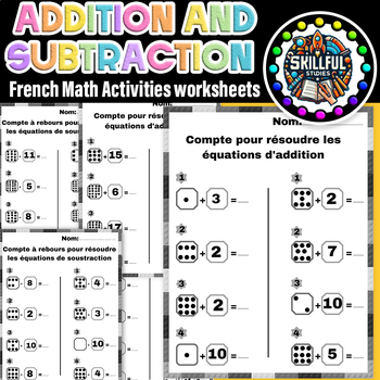 Preview of French Addition and Subtraction to 20 | Domino Dice addition & Subtraction
