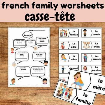 french family members worksheets - la famille by French for kids