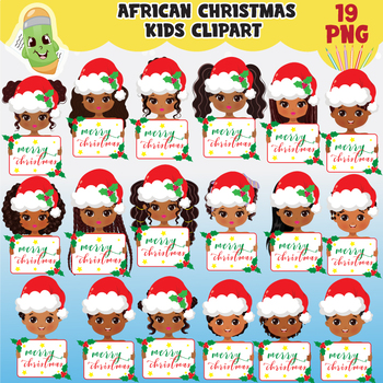 Preview of African American kids holding Christmas board, kids clipart, Xmas, Christmas