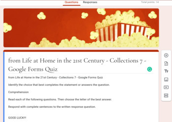 Preview of from "Life at Home in the 21st Century" - Collections 7 - Google Forms Quiz