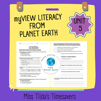 Preview of from Planet Earth - Read and Respond myView Literacy 4