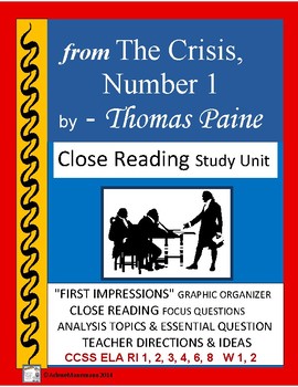 Preview of from Paine's The Crisis Number 1, Close Reading