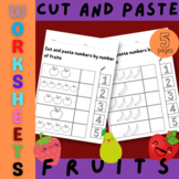 fruits, Cut and Match Worksheets | Numbers 1-5