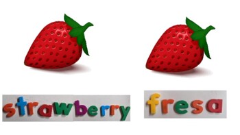 Preview of fruits and vegetables magnet letters bilingual