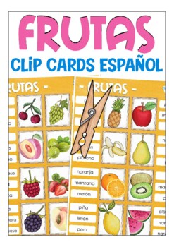 Preview of frutas Spanish Español Clip Cards vocabulary / spelling la comida / food
