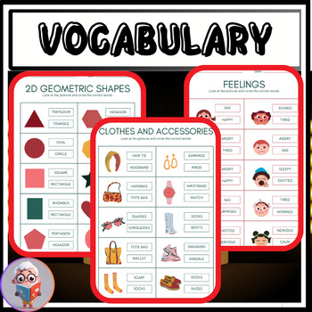 Preview of fun and colorful vocabulary worksheets