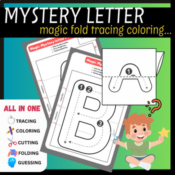 Preview of fun & engaging mystery letter spring easter activity trace,color,cut,fold,guess
