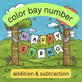 Spring color bay number addition and subtraction coloring pages
