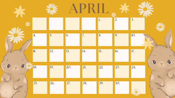 Preview of get the April Spring craft month Calendar to set goals for teachers or moms